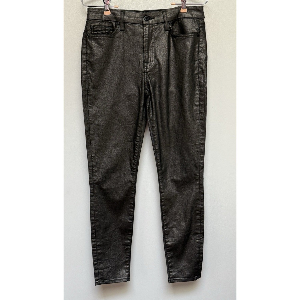 7 FOR ALL MANKIND Womens Copper Shimmer Coated Shiny Brown Pants Size 28